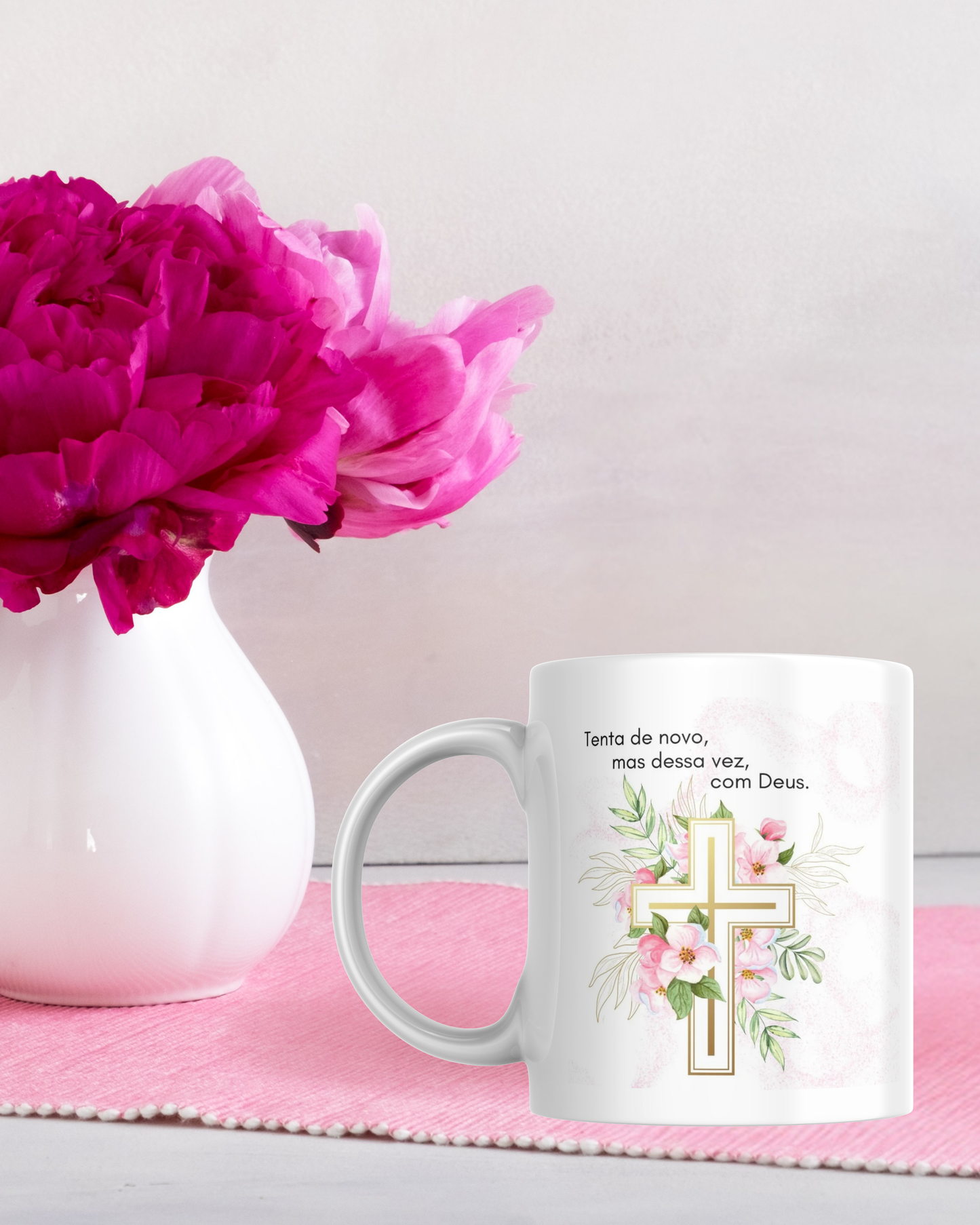 Caneca " Tente de Novo,Mas Dessa Vez, Com Deus"