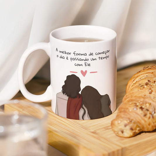 Caneca " A melhor forma de começar o dia, com Jesus"