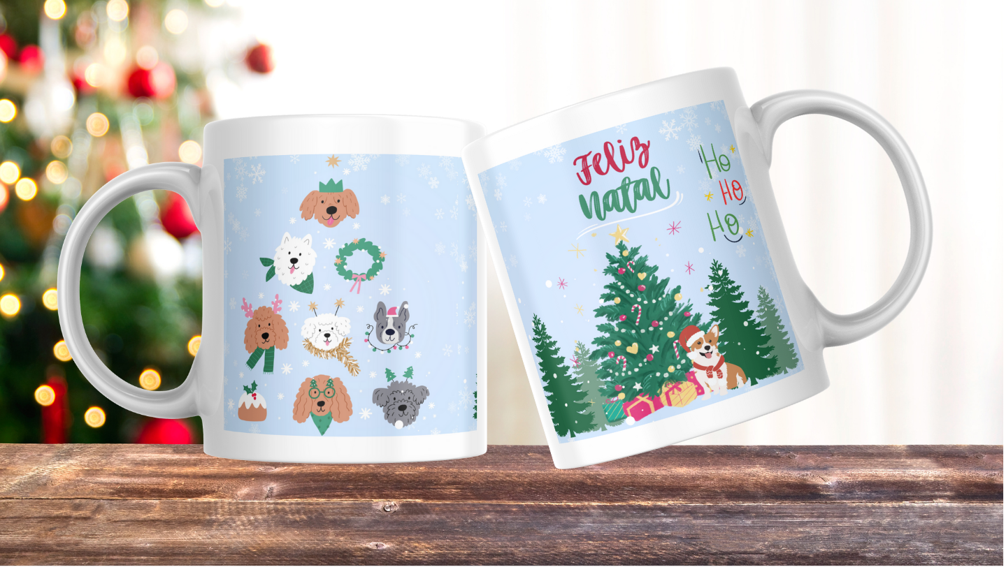 Caneca Festiva Feliz Natal con Design animal