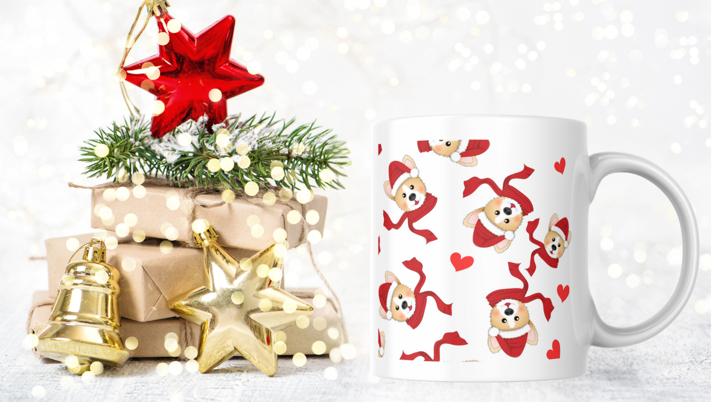 Festive Christmas dog mug