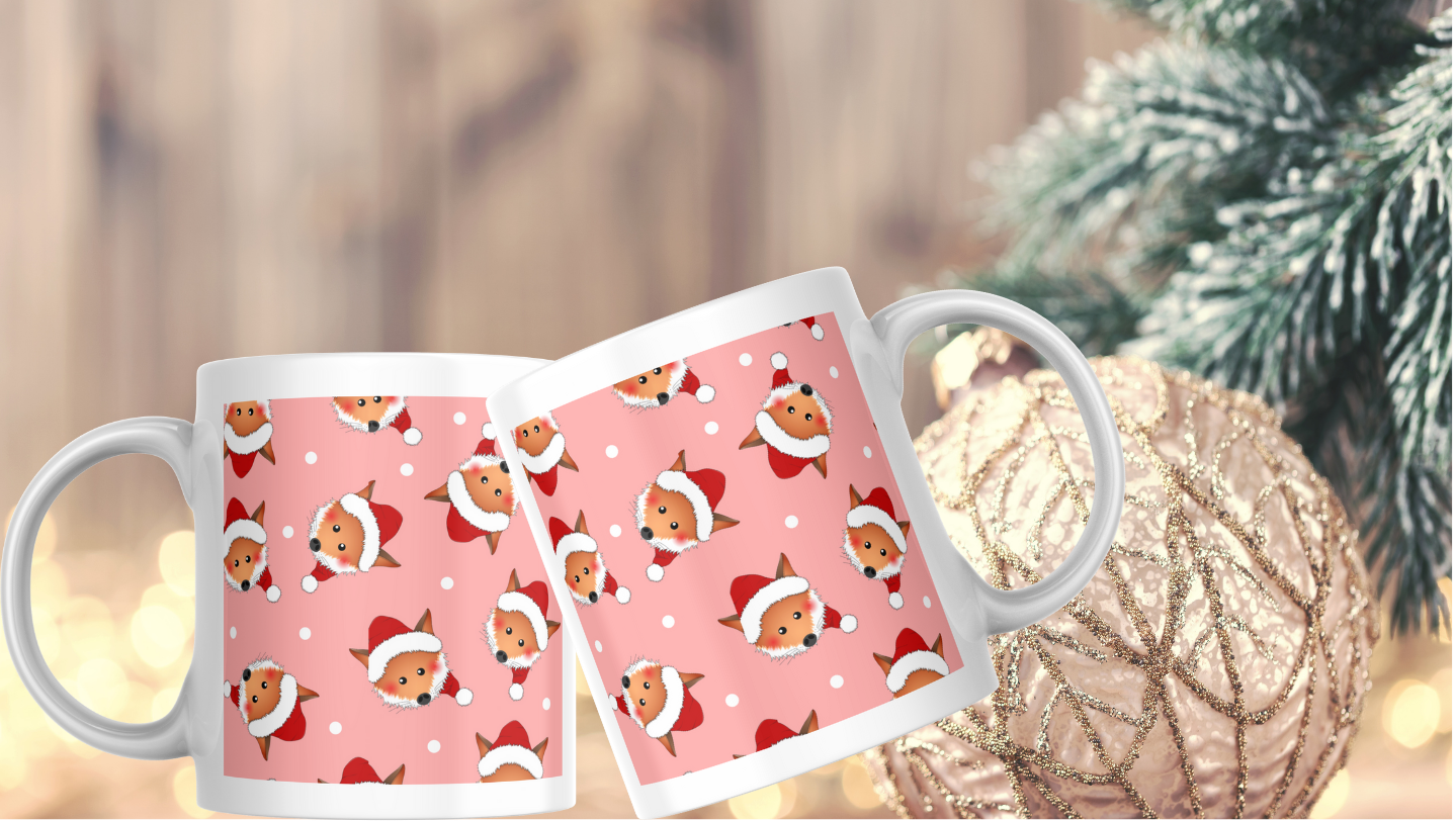 Fox Mug, Christmas Fox Mug, gift for her