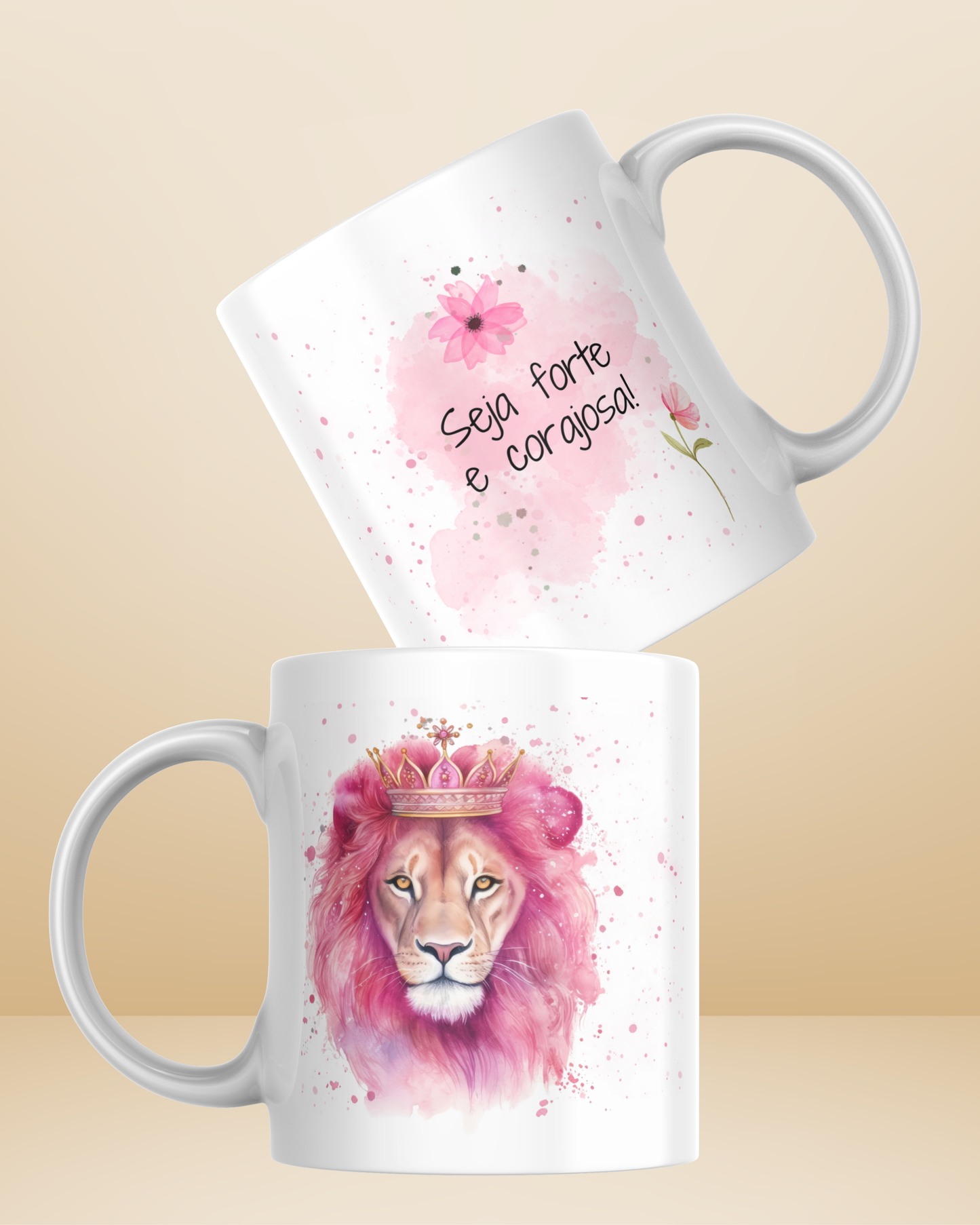 Caneca " Seja Forte e Corajosa" /  "Desejoa a Presença de Deus"