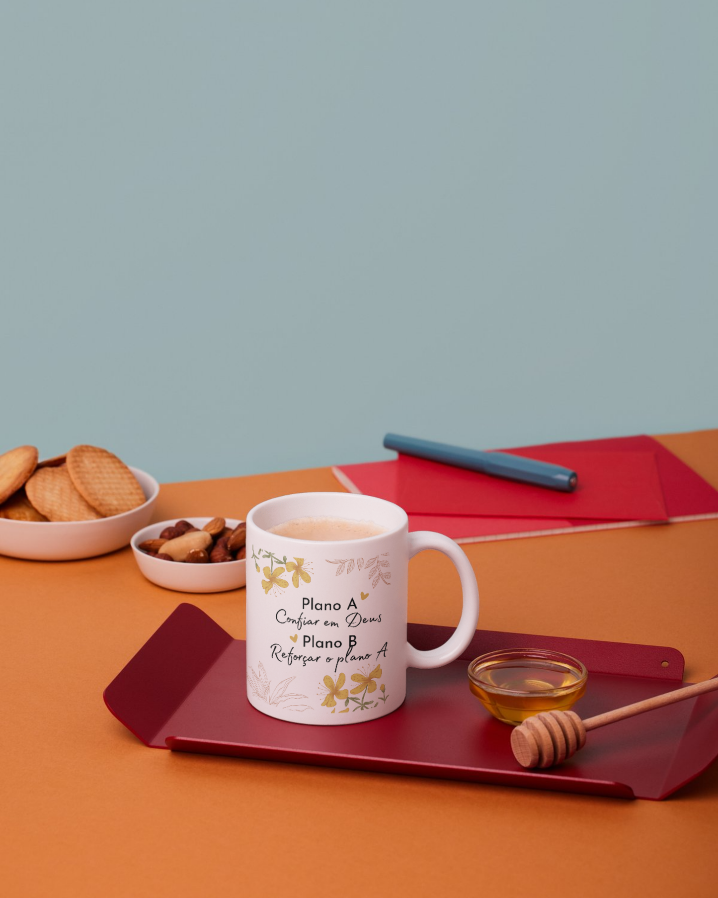 Caneca " Plano A Confiar em Deus, Plano B Reforçar o Plano A"