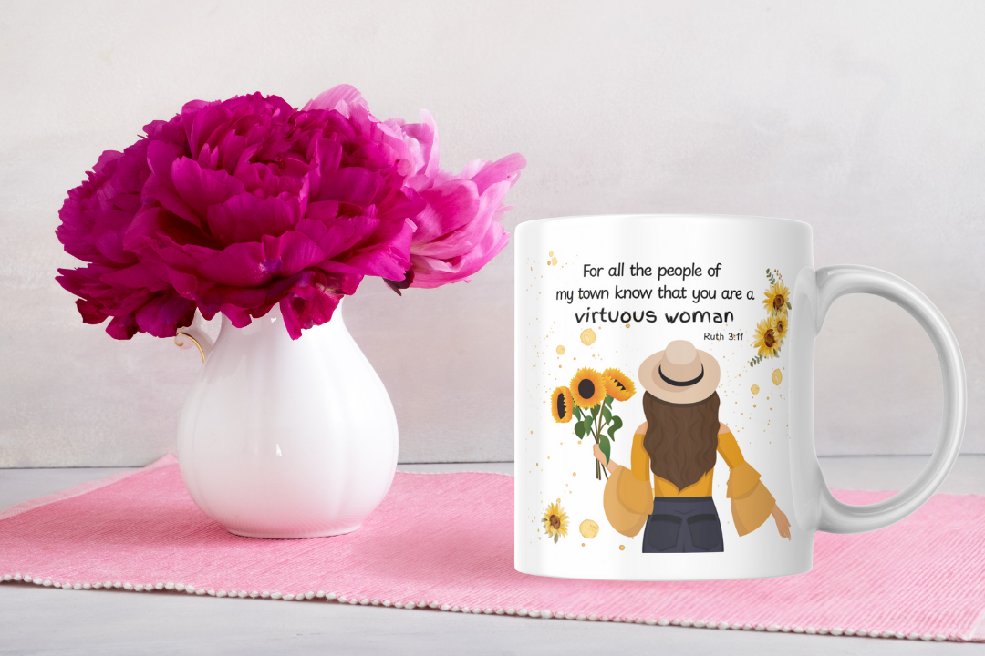 Virtuous Women Scripture Mug | Christian Inspirational Coffee Cup | Faith & Encouragement Mug for Women”