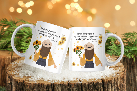 Virtuous Women Scripture Mug | Christian Inspirational Coffee Cup | Faith & Encouragement Mug for Women”