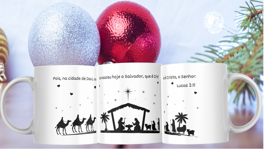 Caneca Jesus na manjedoura 11oz 325ml, Lucas 2:11