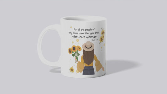 Virtuous Women Scripture Mug | Christian Inspirational Coffee Cup | Faith & Encouragement Mug for Women”