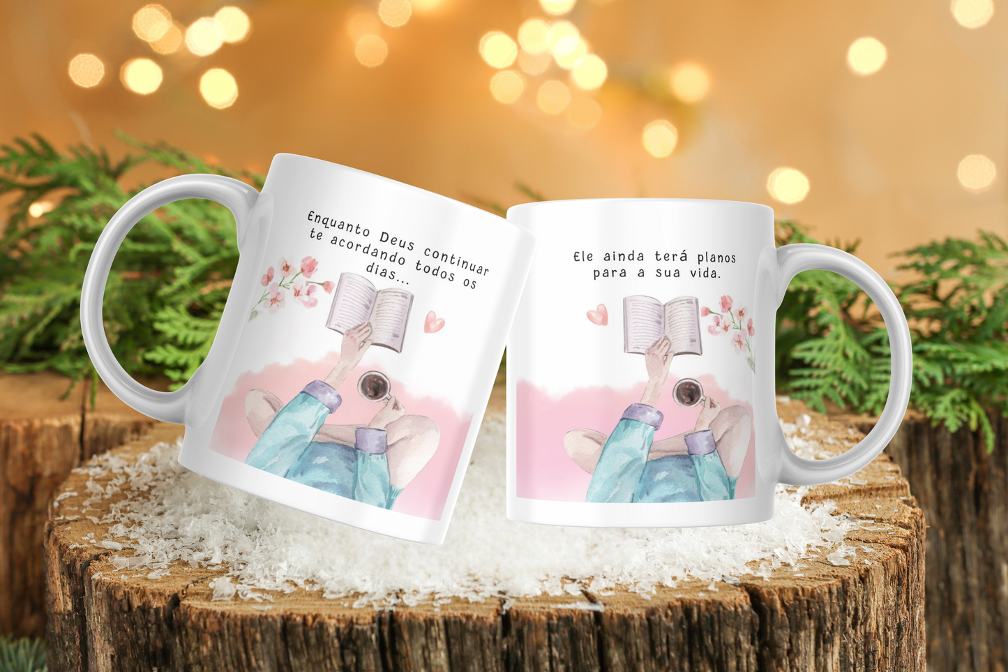 Caneca " Eqnaunto Deus continuar te acordando todos os dias"