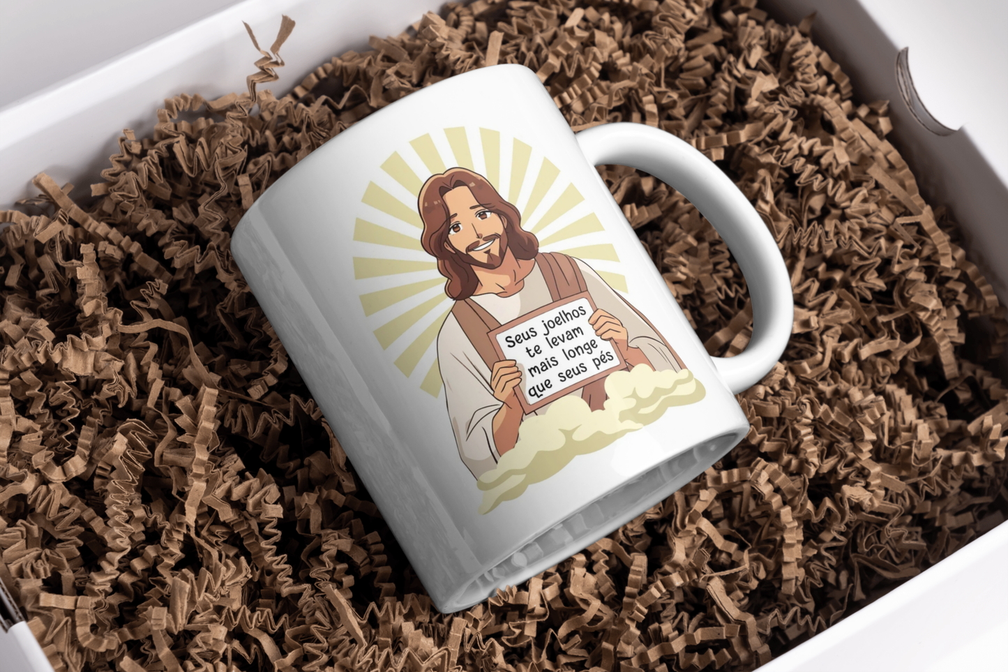 Caneca "Seus Joelhos te levam mais longe que seus pés"