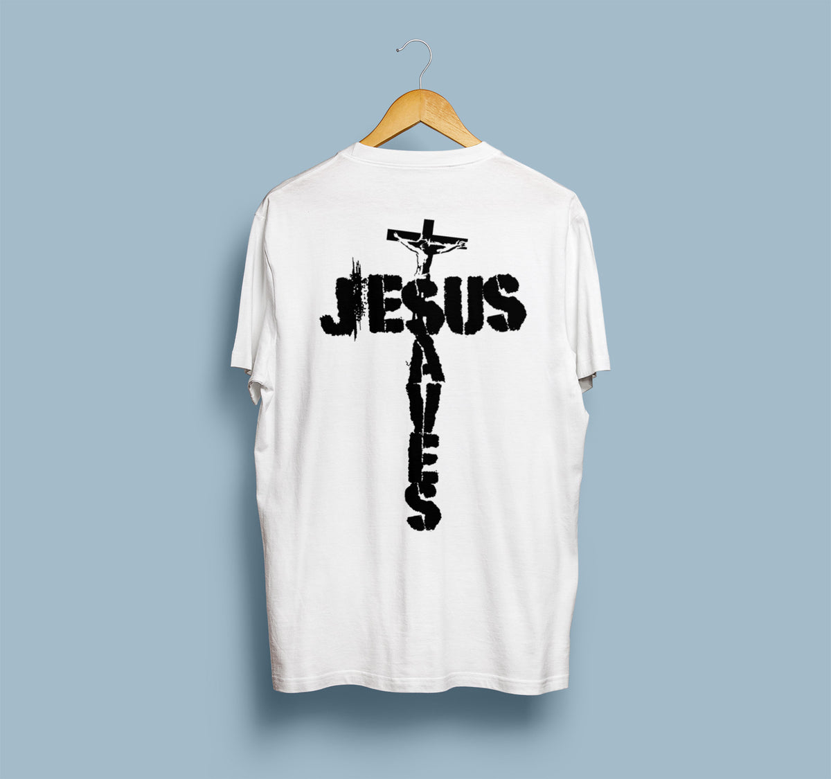 Jesus Saves Cross T-Shirt, Distressed Christian Apparel, Faith Tee