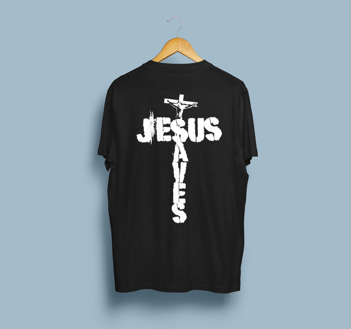 Jesus Saves Cross T-Shirt, Distressed Christian Apparel, Faith Tee